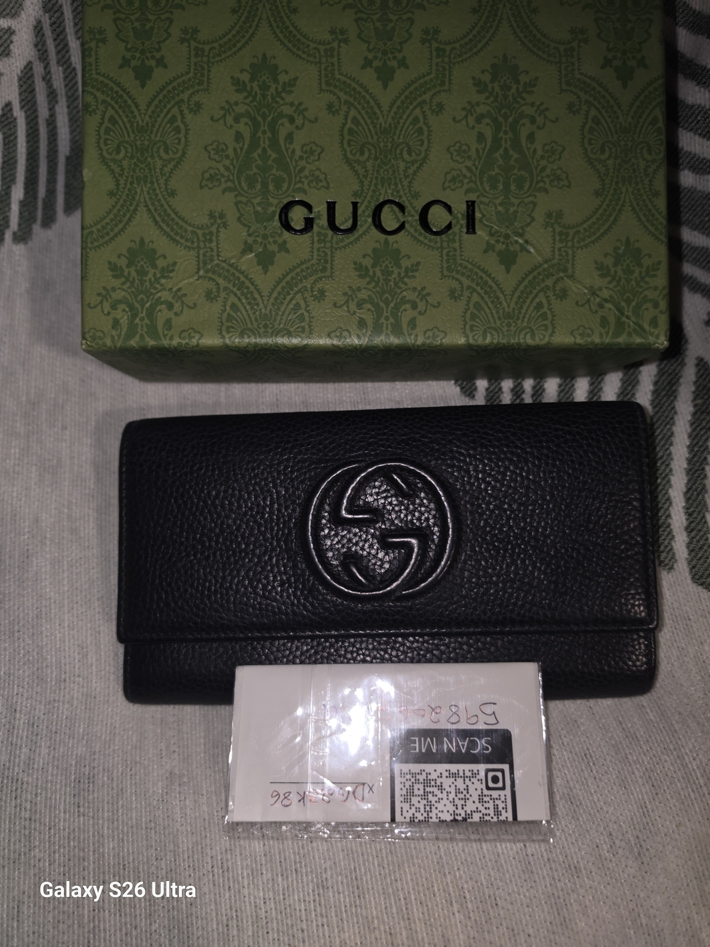 Gucci Black Leather Continental Wallet - Signature Interlocking G
